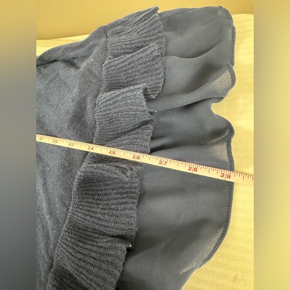 Style & Co navy blue ruffled chiffon hem size 2x light weight knit long sleeve - Picture 6 of 8